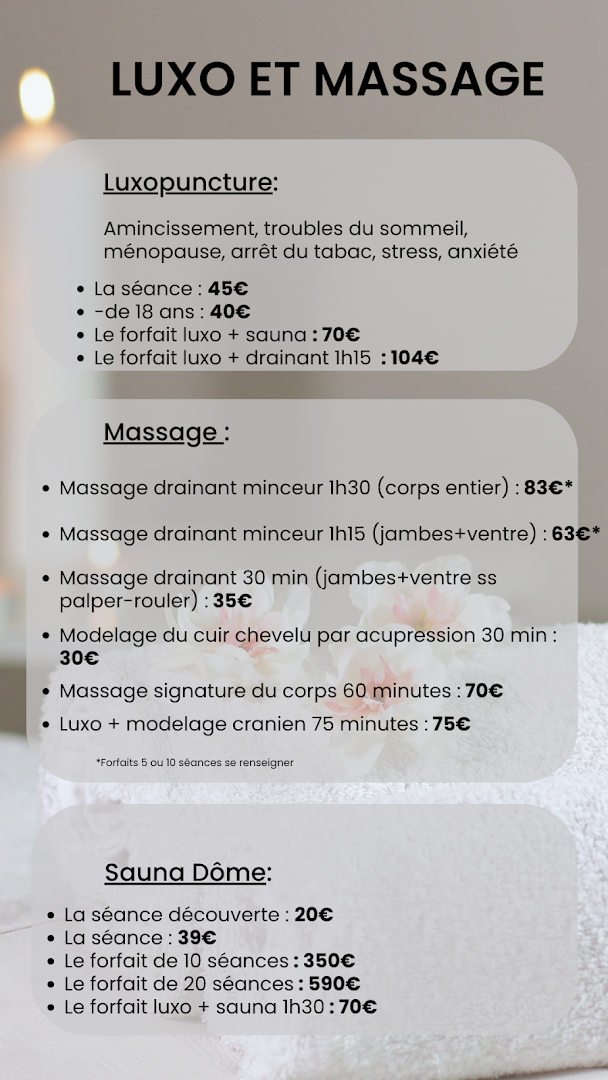 Estelle Luxo salon de luxopuncture et massage drainant aux Herbiers. Technique d'acupuncture sans aiguilles, perte de poids